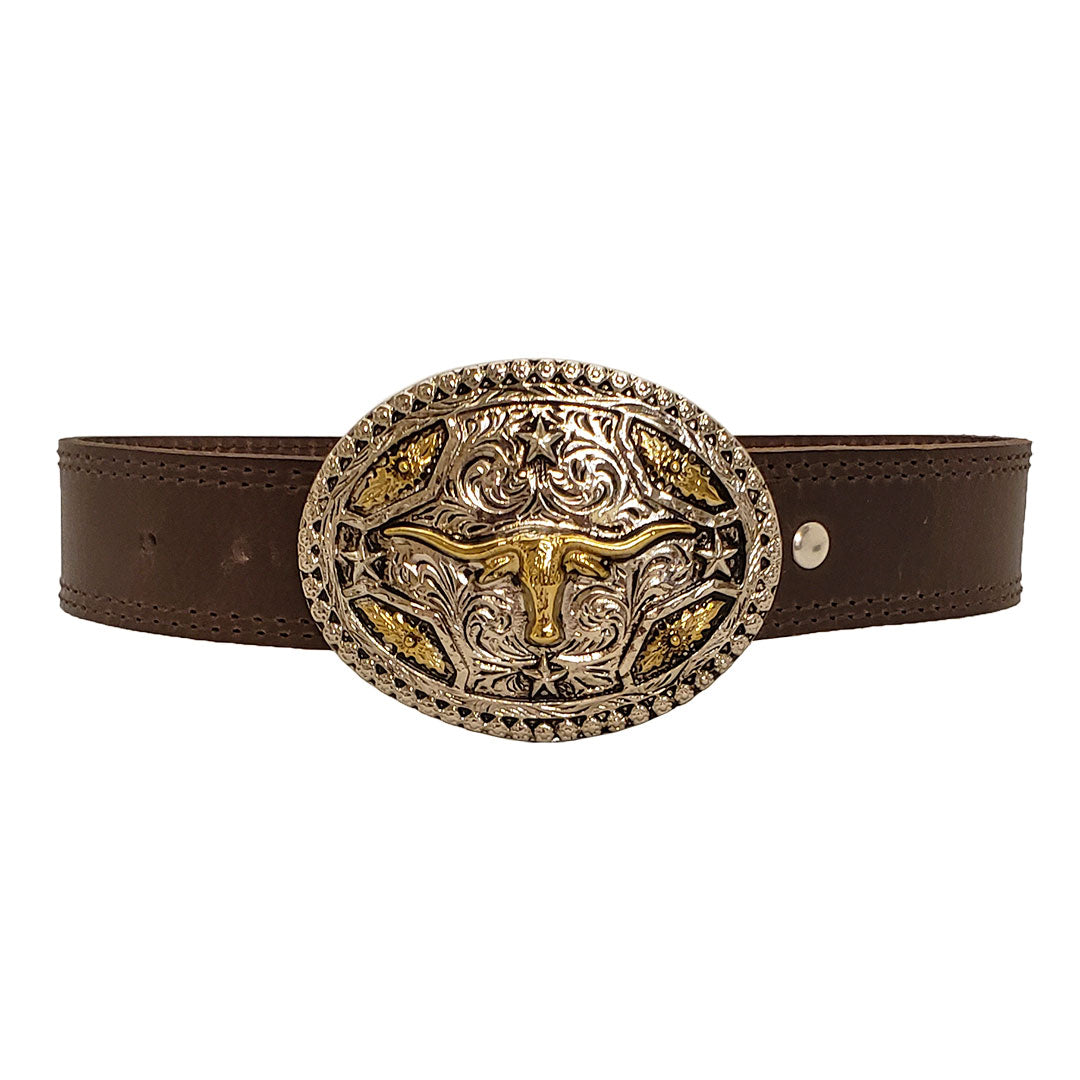 Ensemble boucle de ceinture et ceinture Longhorn pour enfants AndWest