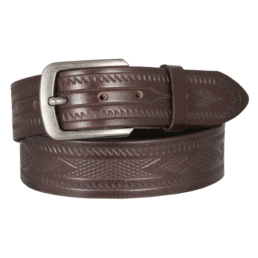 Cowboy Collection Men's Aztec Tooled Leather Belt