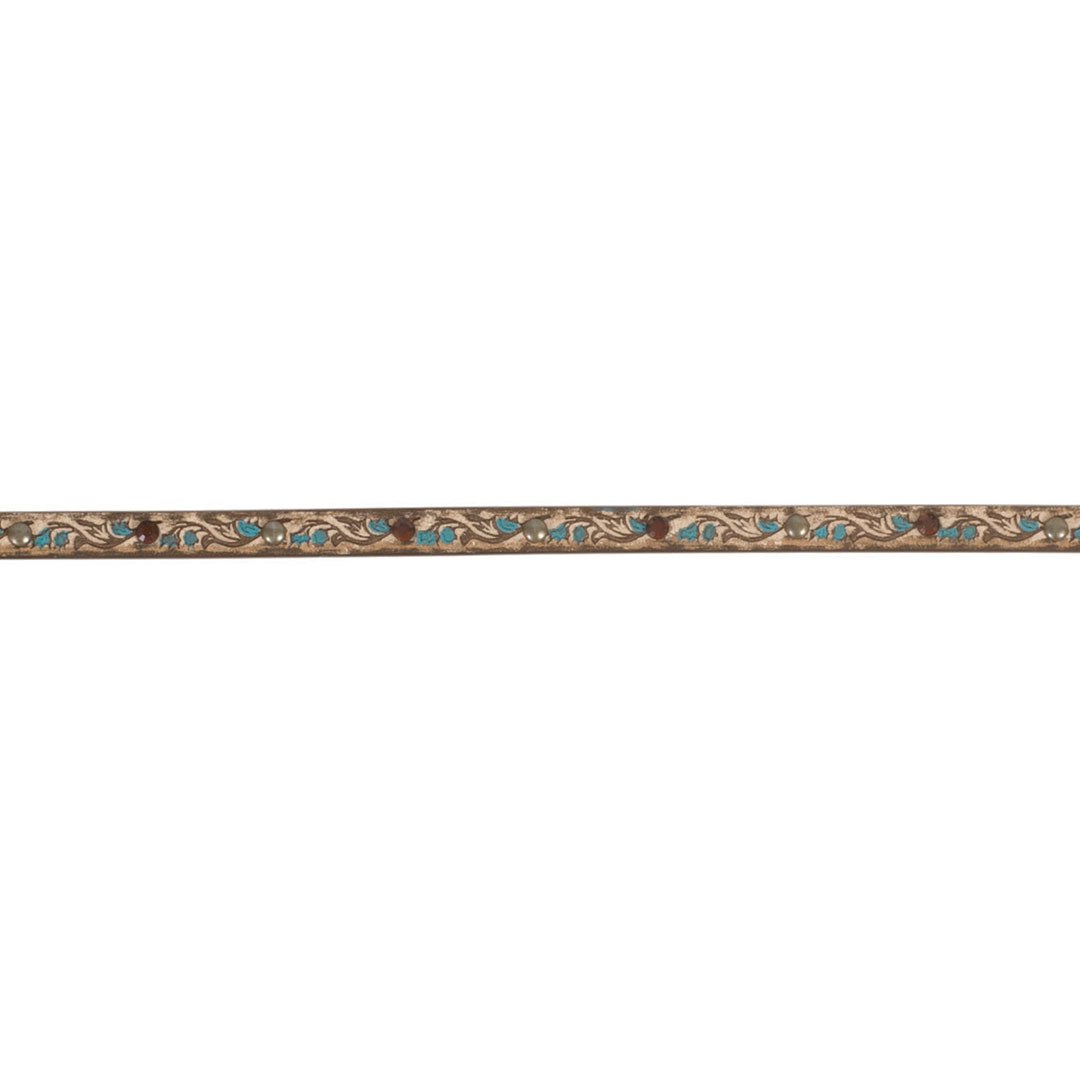 Phunky Horse Stone & Floral Tooled Leather Cowboy Hat Band