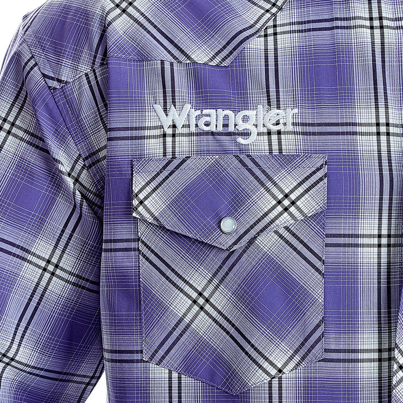 Wrangler Men's Ram Rodeo Series Logo Plaid Shirt