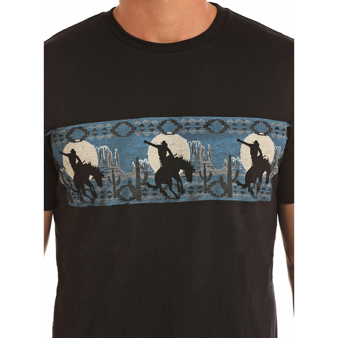 Rock & Roll Cowboy Border Bronc Rider Print T-Shirt