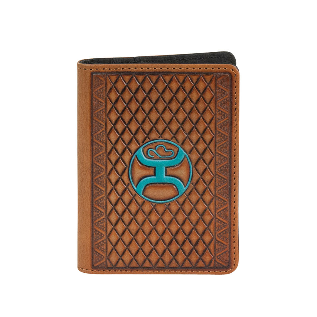 Hooey Men's Basketweave Leather Money Clip Cardholder Wallet