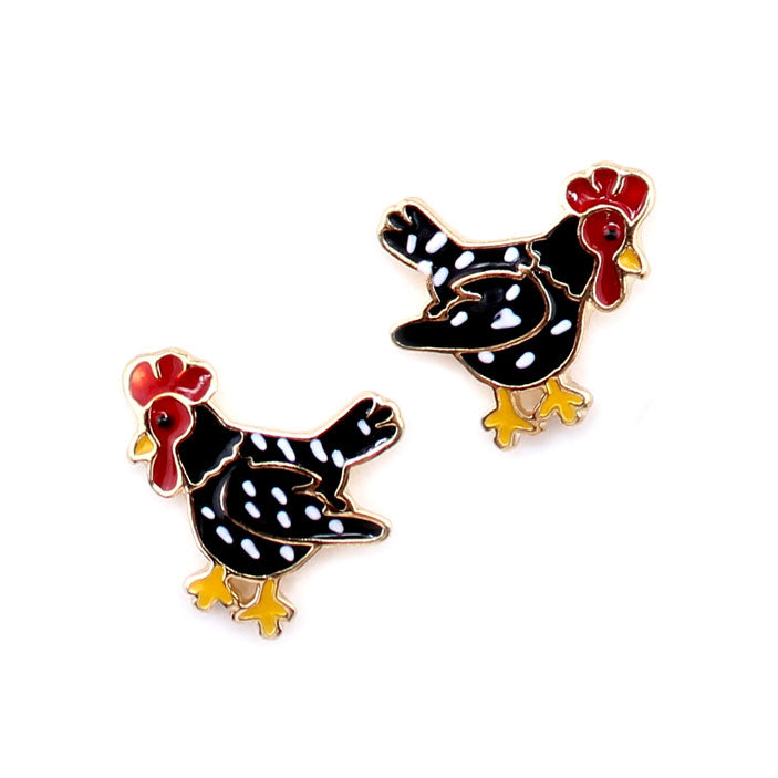 Wyo-Horse Women's Enamel Chicken Earrings
