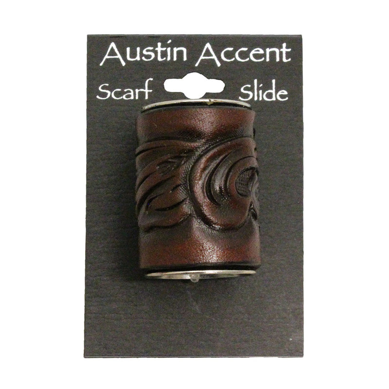 Austin Accent Women's Floral Carved Leather Scarf Slide
