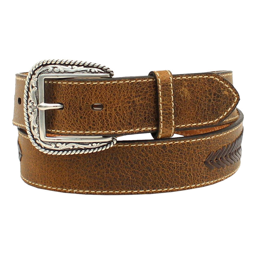 Ariat Men's Roped Edge Concho Distressed Leather Belt