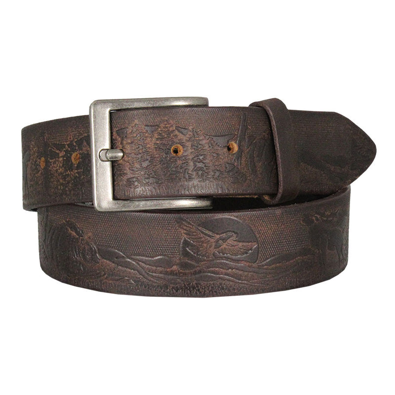 Cowboy Collection Men's Wildlife Tooled Leather Belt