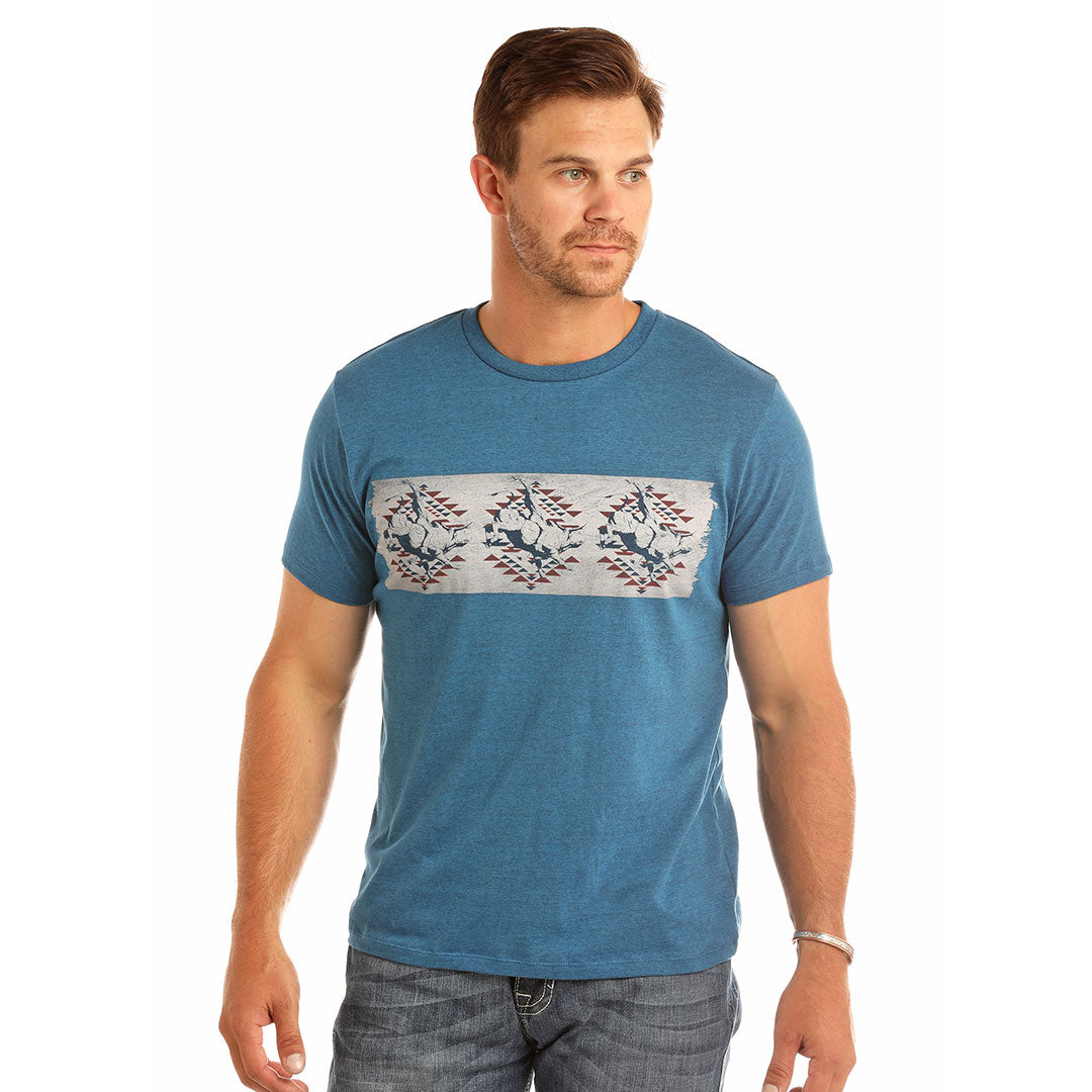 Rock & Roll Cowboy Border Bull Rider Print T-Shirt