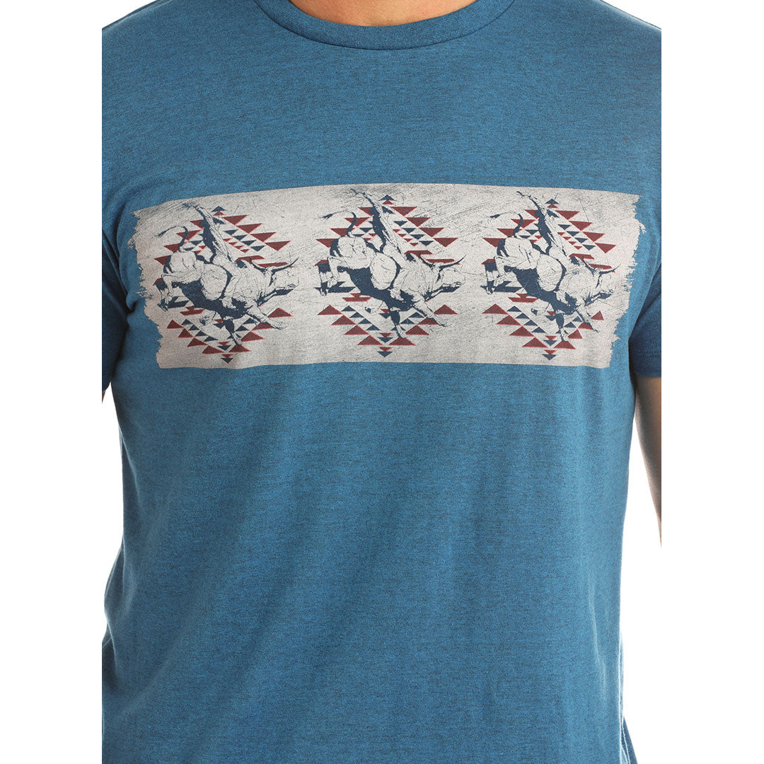 Rock & Roll Cowboy Border Bull Rider Print T-Shirt