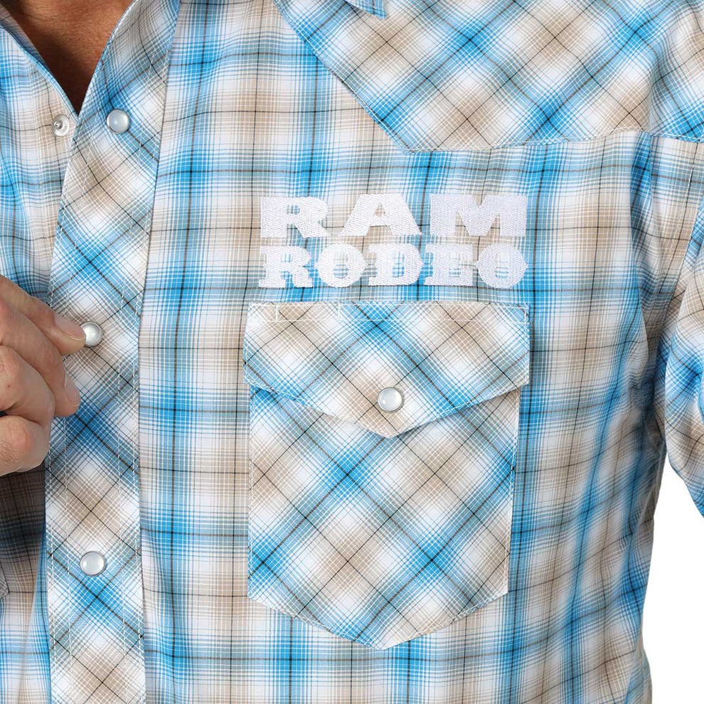 Wrangler Men's Ram Rodeo Logo Plaid Shirt