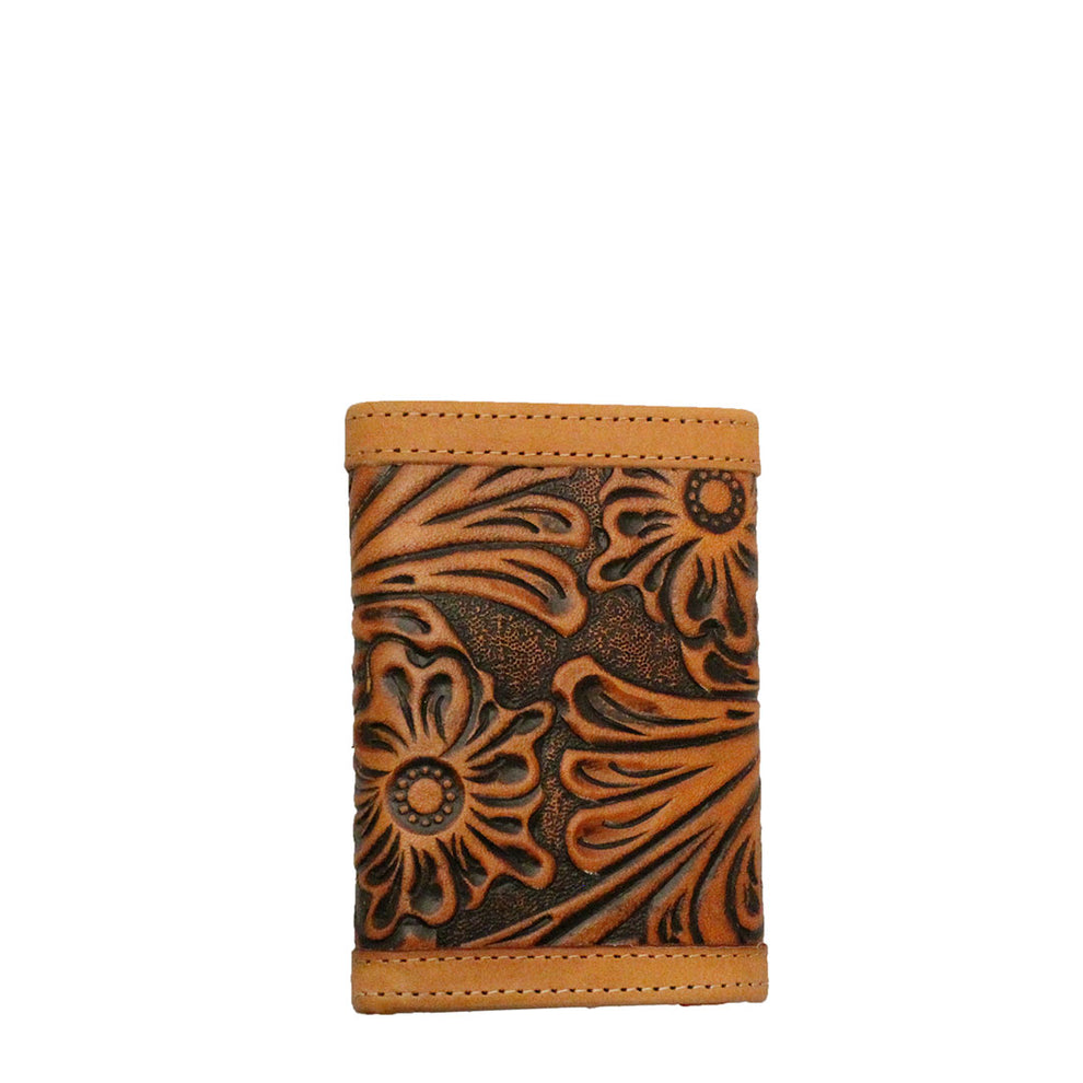 Twisted X Men's Floral Tooled Logo Tri-Fold Wallet