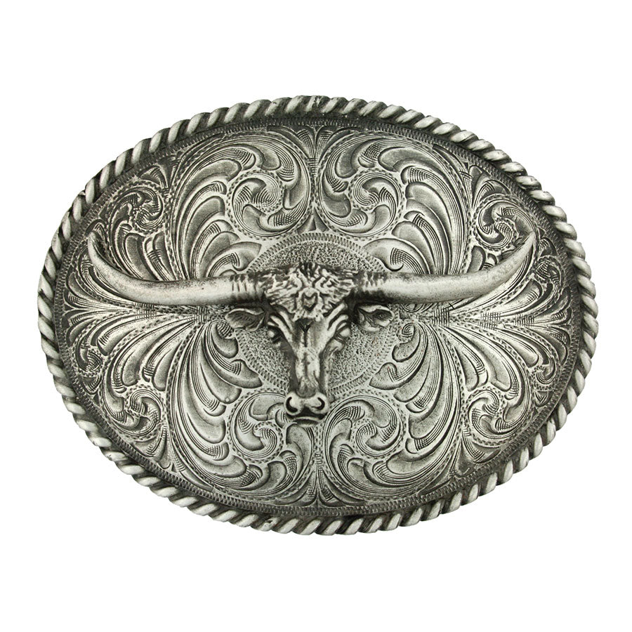 Montana Silversmiths Men's Longhorn Antique Buckle