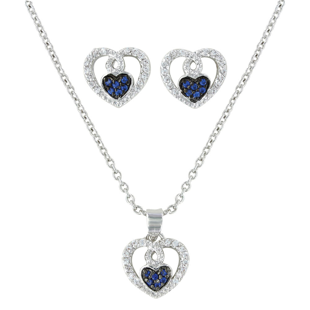 Montana Silversmiths Curlicued Cerulean Heart Jewelry Set