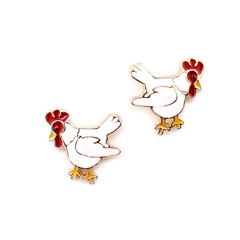 Wyo-Horse Women's Enamel Chicken Earrings