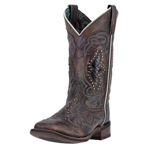 Laredo Women's Spellbound Western Boot – Snakeskin Accent, Square Toe, Cowboy Approved