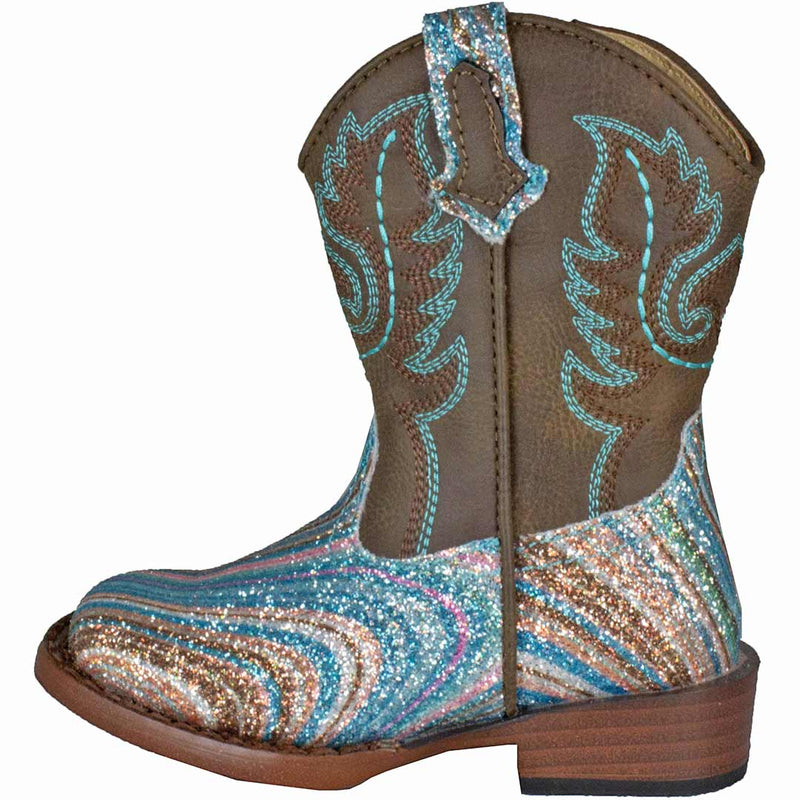 Roper Toddler Girls' Swirly Glitter Vamp Cowgirl Boots