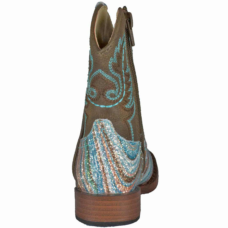 Roper Toddler Girls' Swirly Glitter Vamp Cowgirl Boots