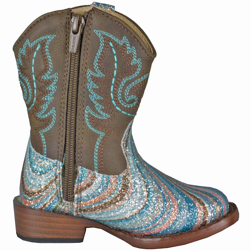 Roper Toddler Girls' Swirly Glitter Vamp Cowgirl Boots