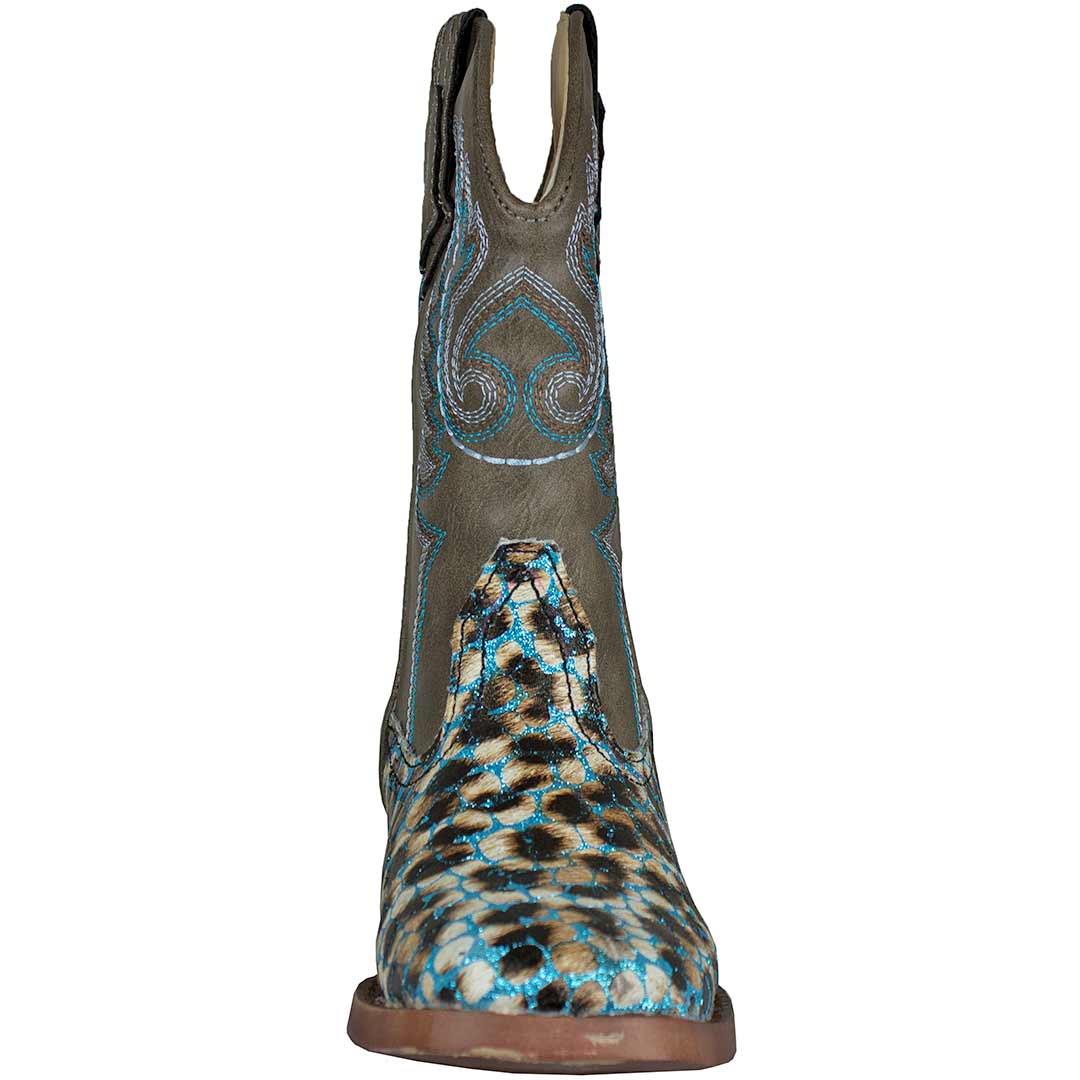 Roper Girls' Glitter Leopard Square Toe Cowgirl Boots