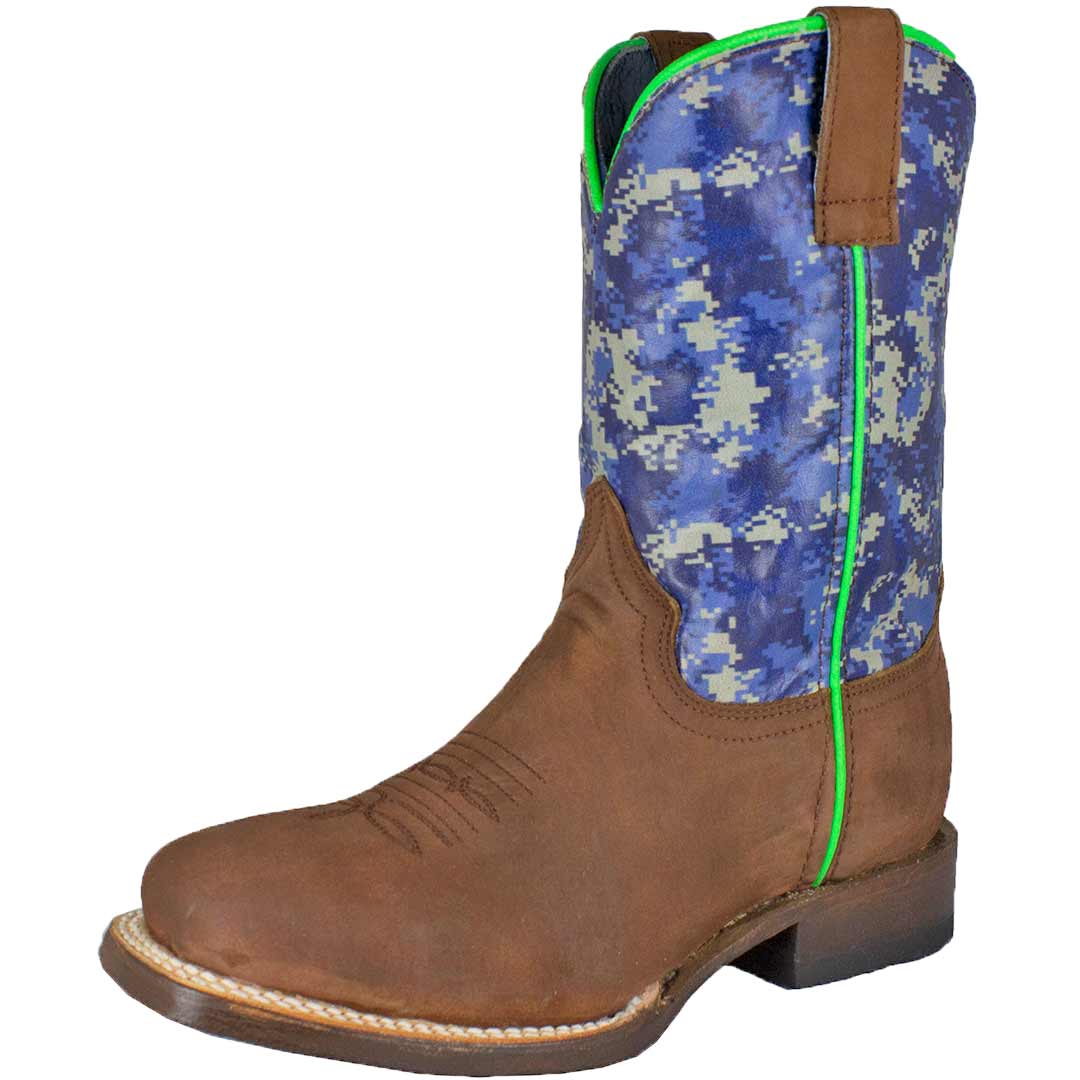 Roper Boys' Pixel Print Shaft Cowboy Boots