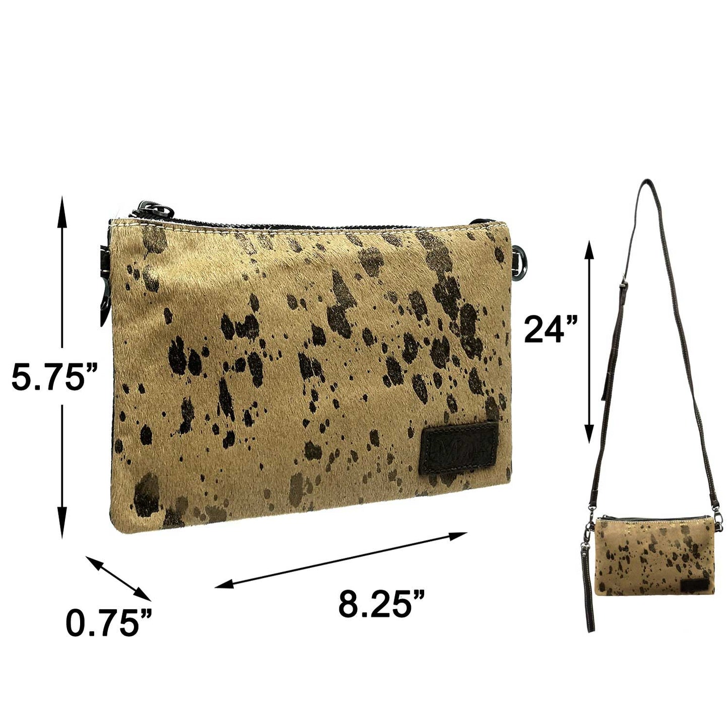 Montana West Women's Acid Wash Cowhide Crossbody Clutch