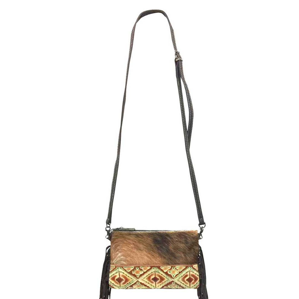 Montana West Women's Hair-On Hide Fringe Crossbody Clutch