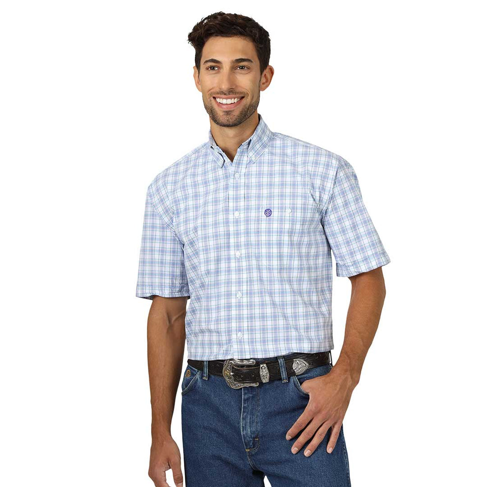 Wrangler Men's George Strait Plaid Short Sleeve Shirt