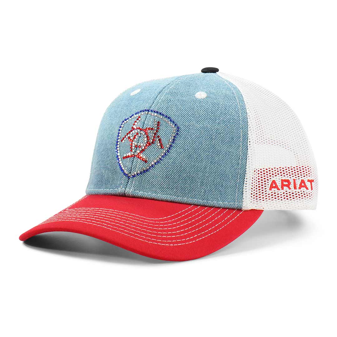 Ariat Women's Rhinestone Shield Logo Snap Back Cap