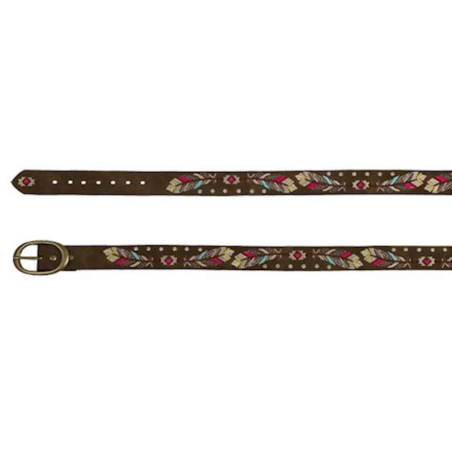 Catchfly Girls' Feather Embroidered Belt