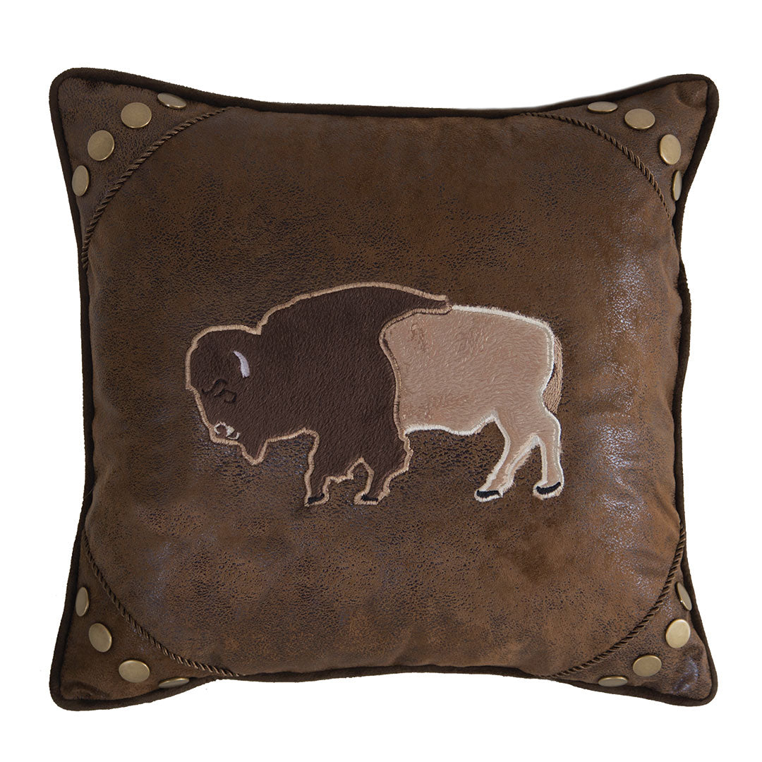 Wrangler Buffalo Faux Suede Throw Pillow