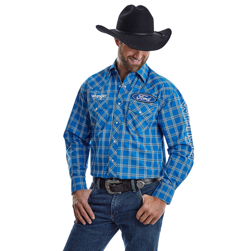 Wrangler Men's Ford Logo Plaid Shirt