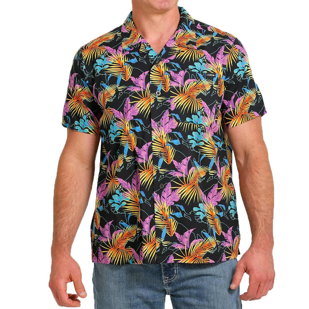 Cinch Men's Bronc Print Short Sleeve Camp Shirt