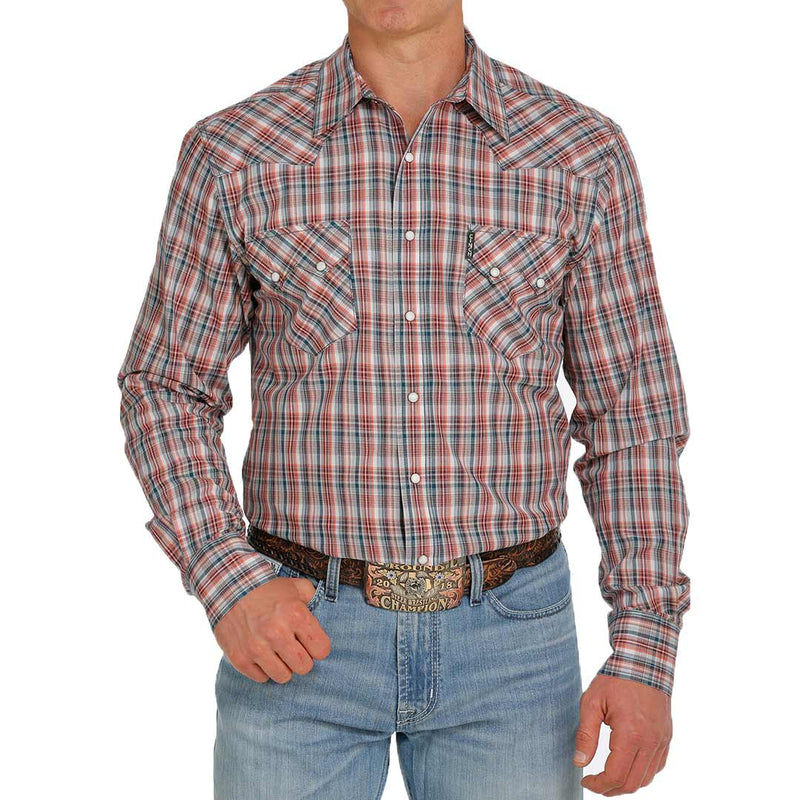 Cinch Men's Modern Sawtooth Pocket Plaid Snap Shirt