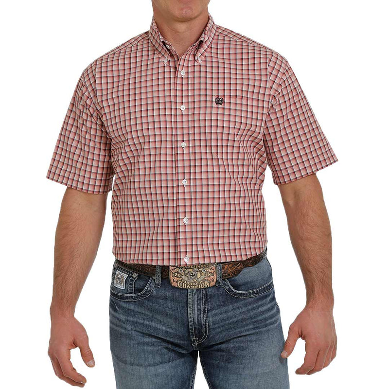 Cinch Men's Short Sleeve Button-Down Plaid Shirt