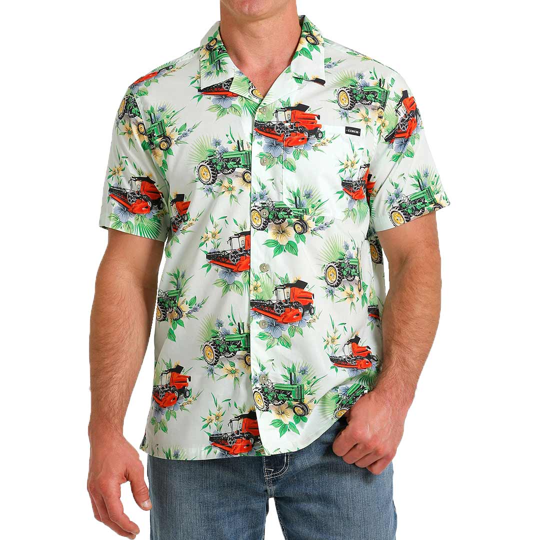 Cinch Men s Tractor Print Short Sleeve Camp Shirt