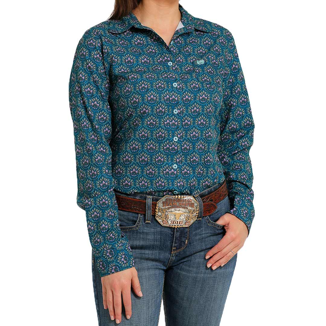 Cinch Women's Arena Flex Floral Print Button-Down Shirt