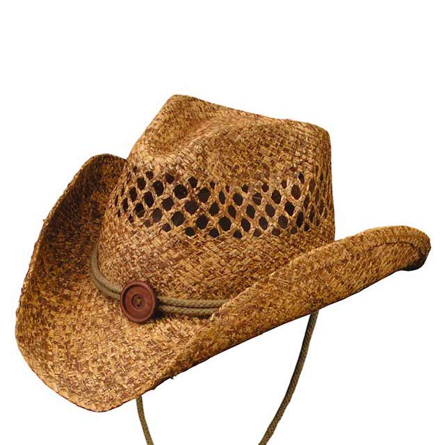 Conner Hats Wood Button Straw Cowboy Hat