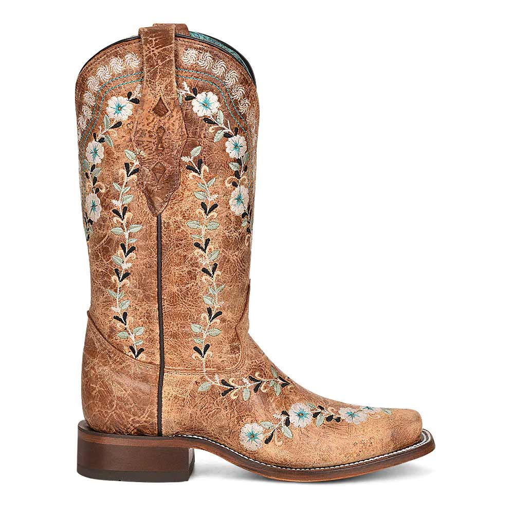 Corral Women's Floral Embroidered Square Toe Cowgirl Boots