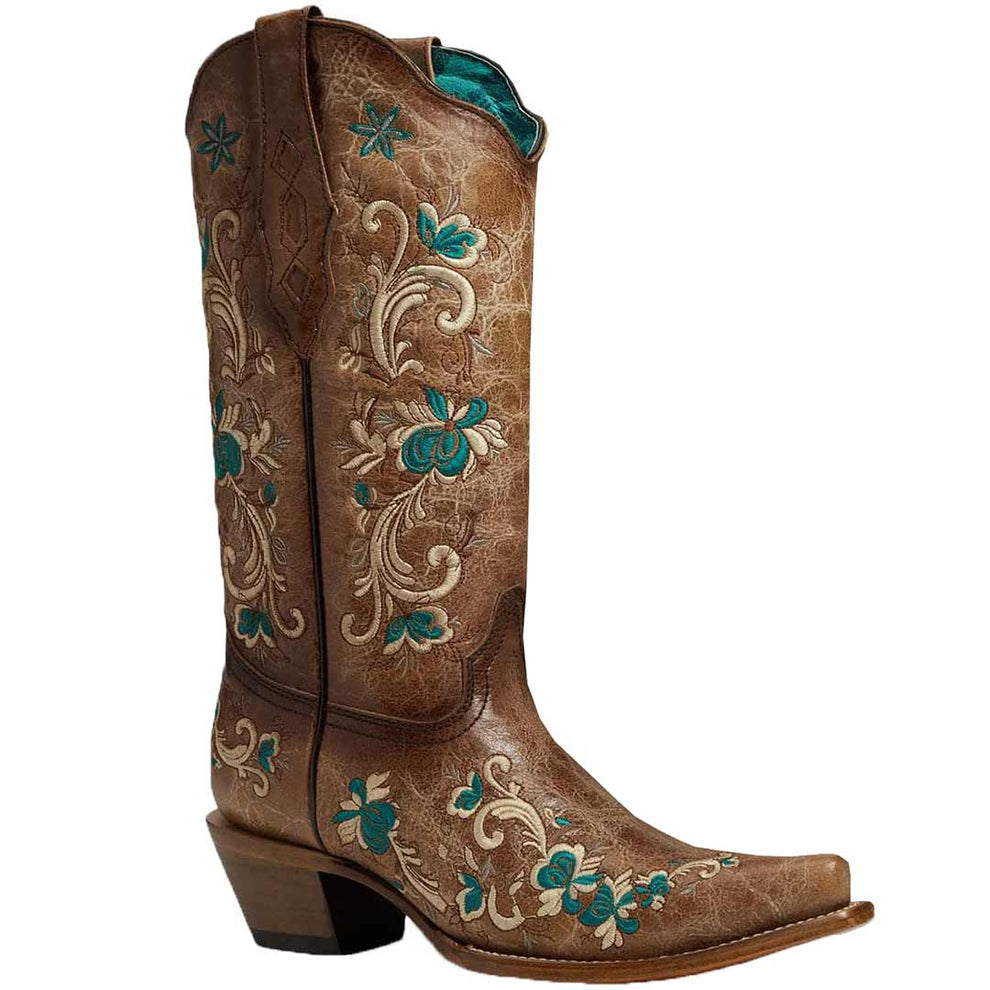 Corral Women's Floral Snip Toe Cowgirl Boots