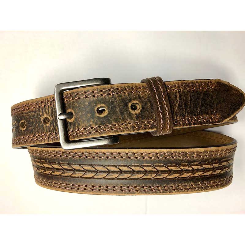 Cowboy Collection Men's Arrow Embossed Leather Belt