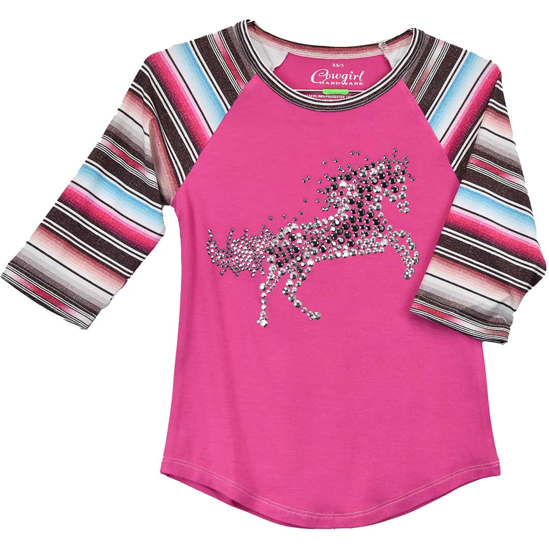 Cowgirl Hardware Girls' Baby/Toddler Horse Baseball T-shirt