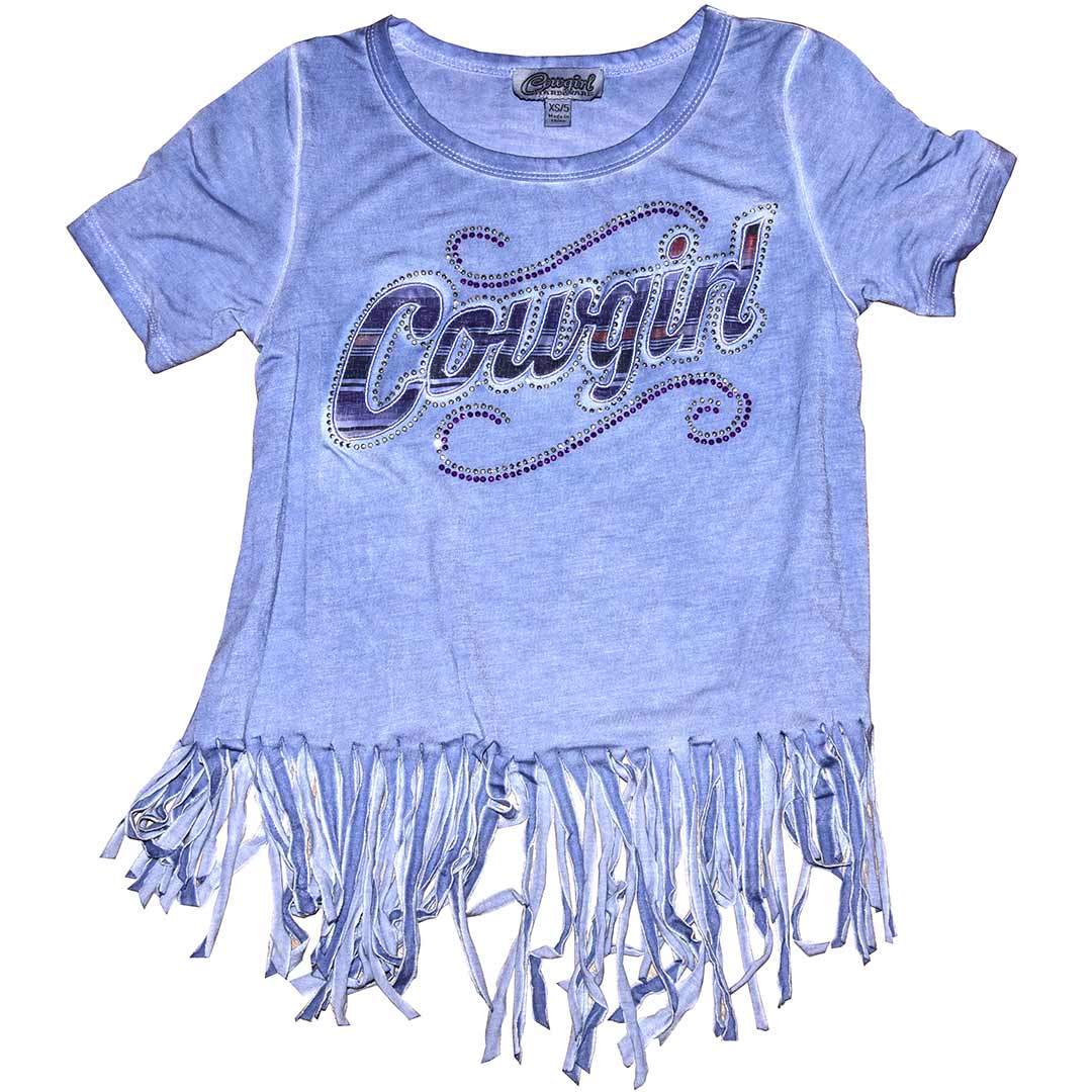 Cowgirl Hardware Girls' Rhinestone Cowgirl Fringe T-Shirt