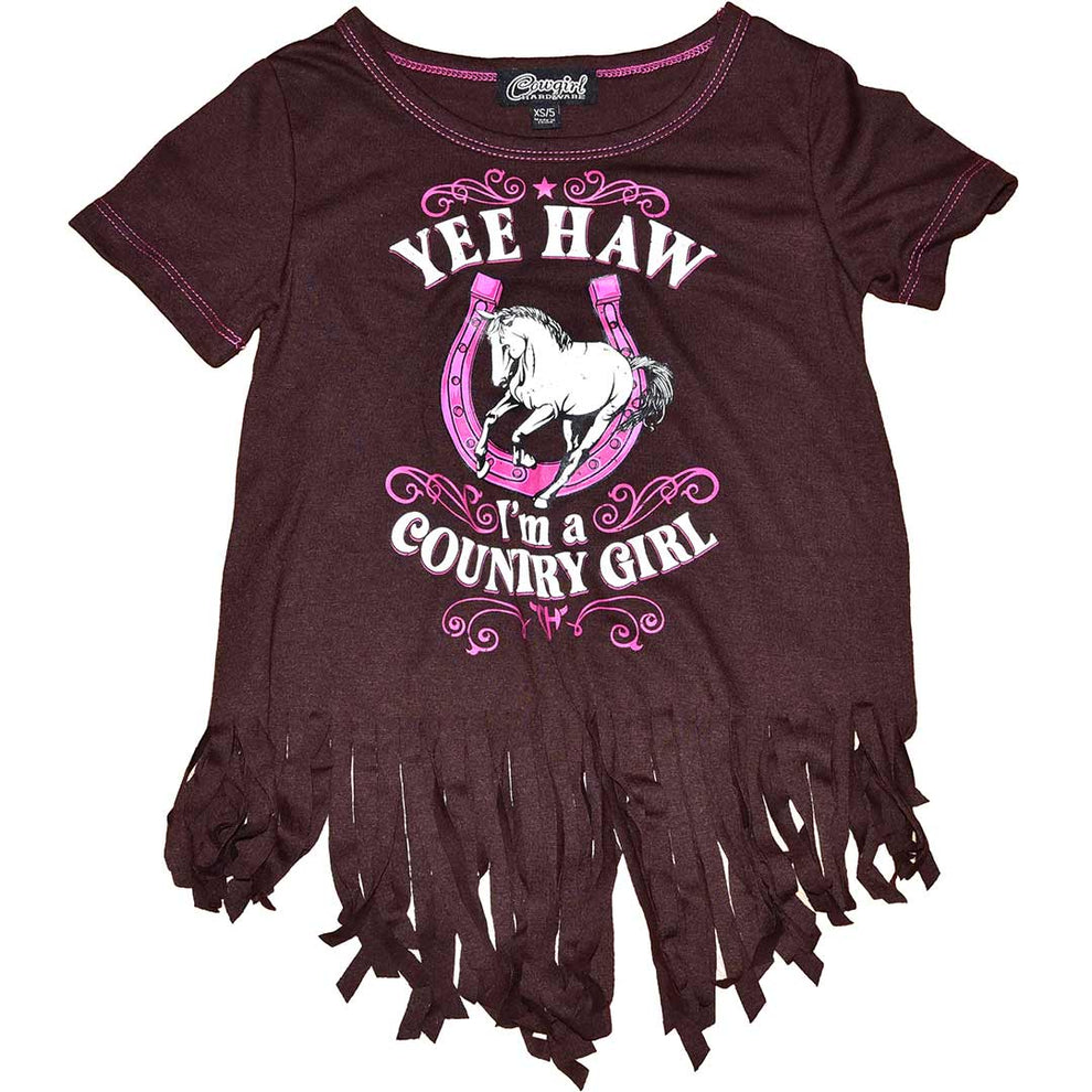 Cowgirl Hardware Girls' Yeehaw Fringe Graphic T-Shirt
