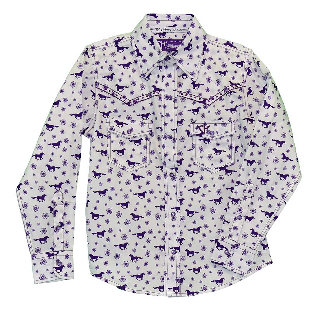 Cowgirl Hardware Toddler Girl's Floral Horse Snap Shirt