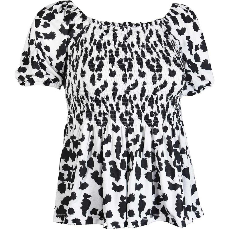Cowgirl Hardware Women's Cow Print Off-The-Shoulder Blouse