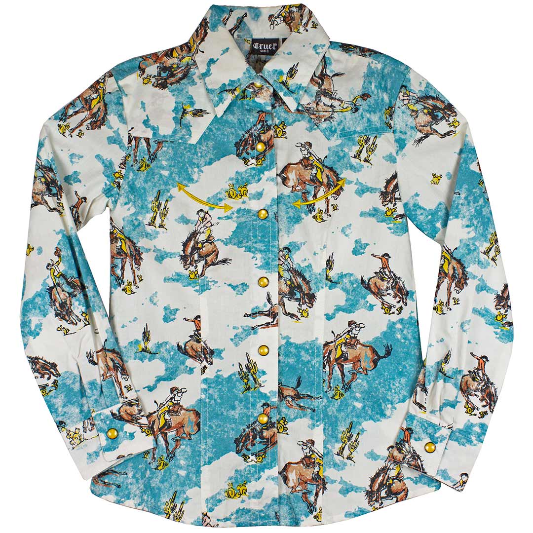 Cruel Girl's Long Sleeve Print Snap Shirt-Cream main image 0