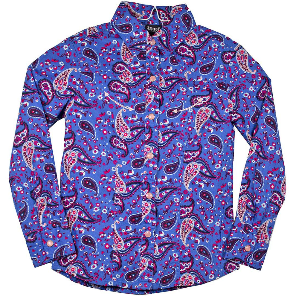 Cruel Denim Girls' Paisley Print Snap Shirt