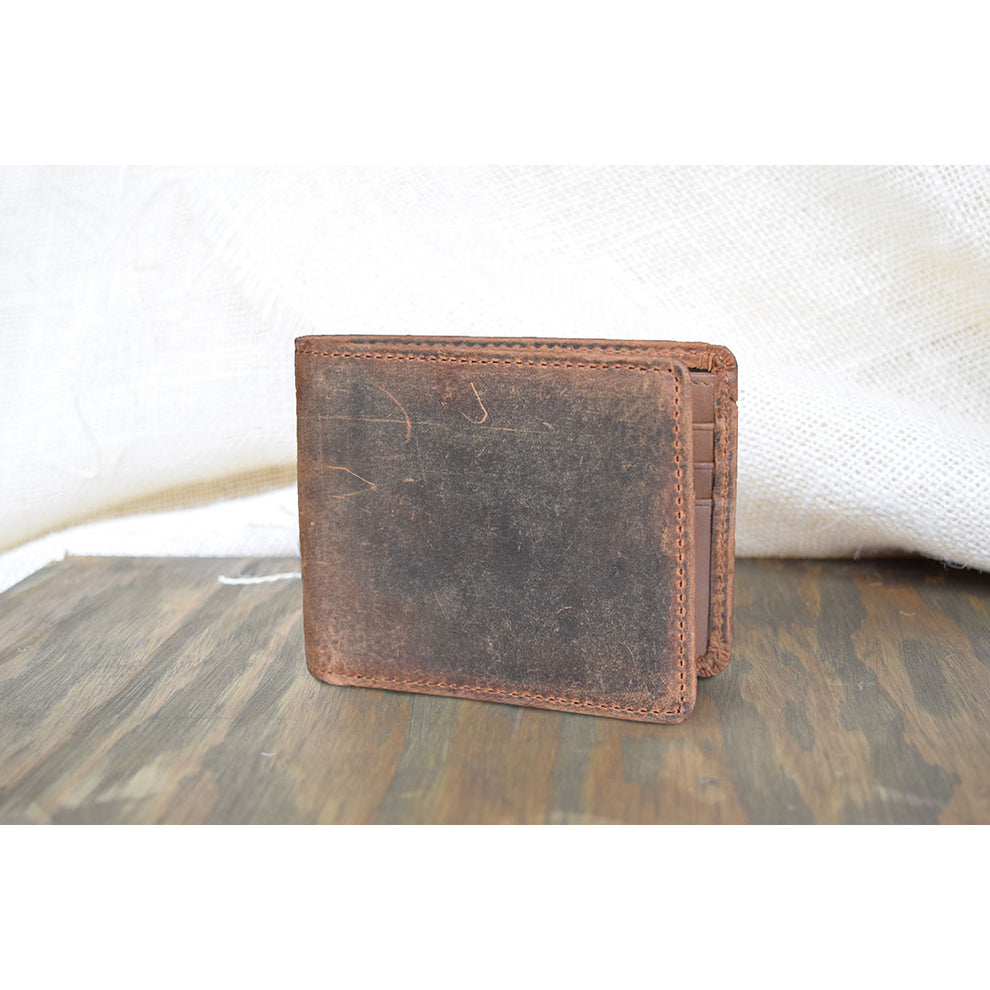 Lejon Men's Distressed Leather Bi-Fold Wallet