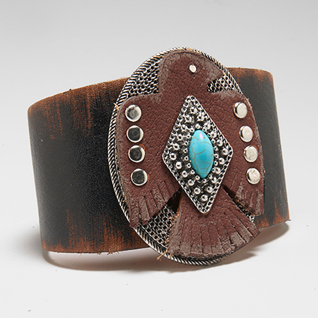 Cowgirl Confetti Women's Thunderbird Leather Cuff Bracelet