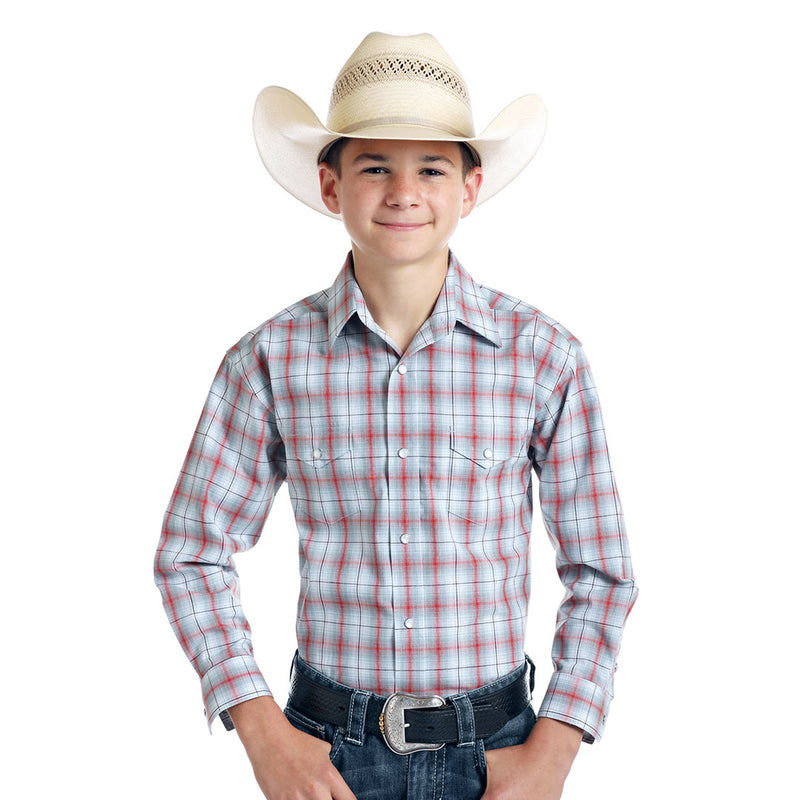 Rough Stock Grey & Red Plaid Boys' Shirt