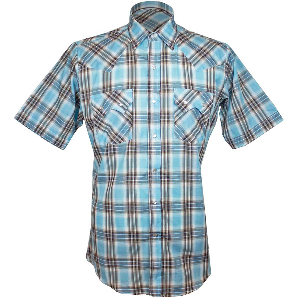 Ely Cattleman Men's Short Sleeve Plaid Snap Shirt